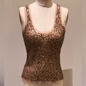 Sexy Sequin Embellished Glam racerback mesh stretch sleeveless top small new!